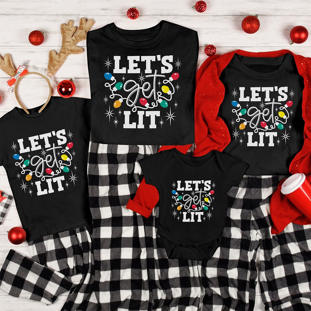Let's Get Lit Christmas Family Shirt