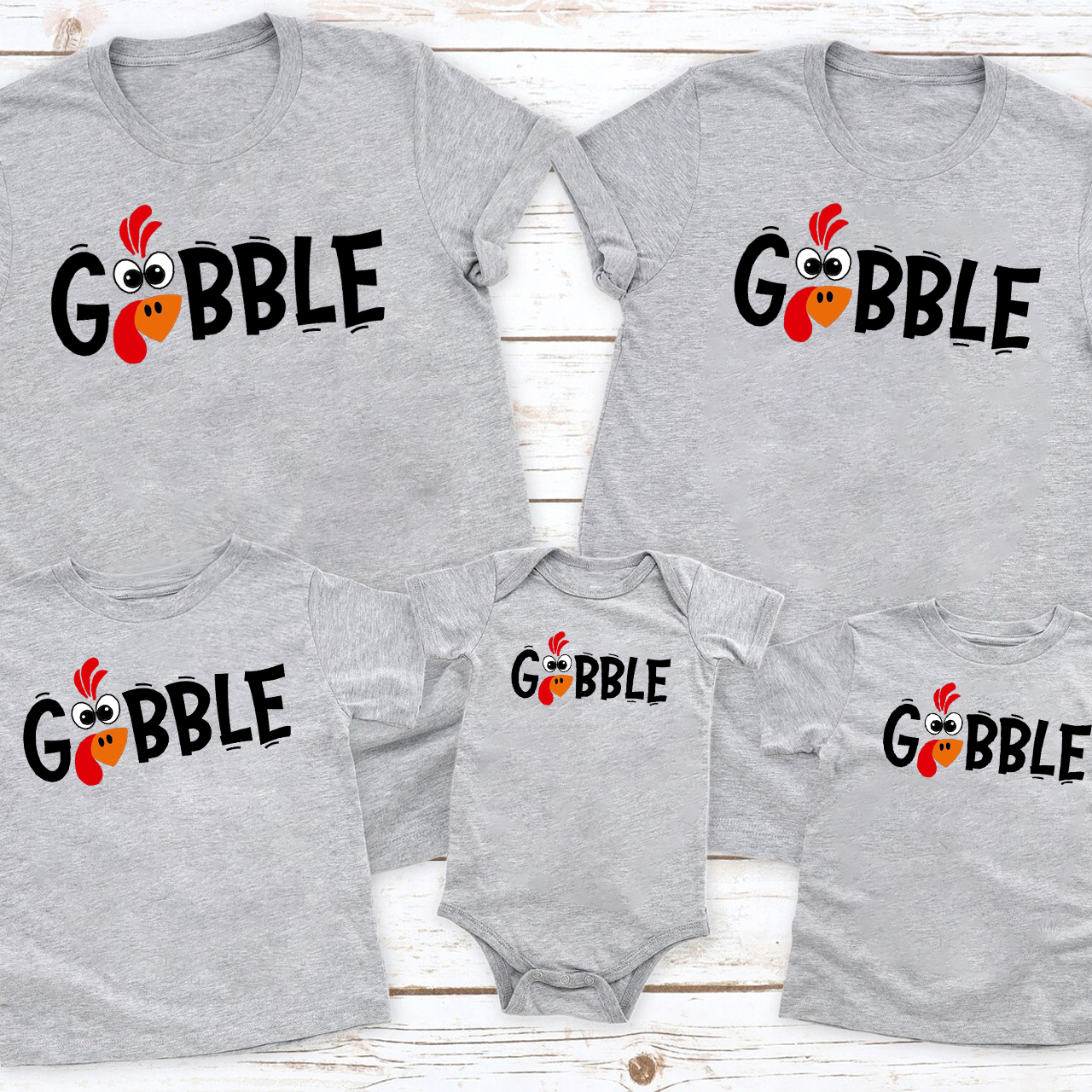 Gobble Gobble Thanksgiving Family Matching Shirts