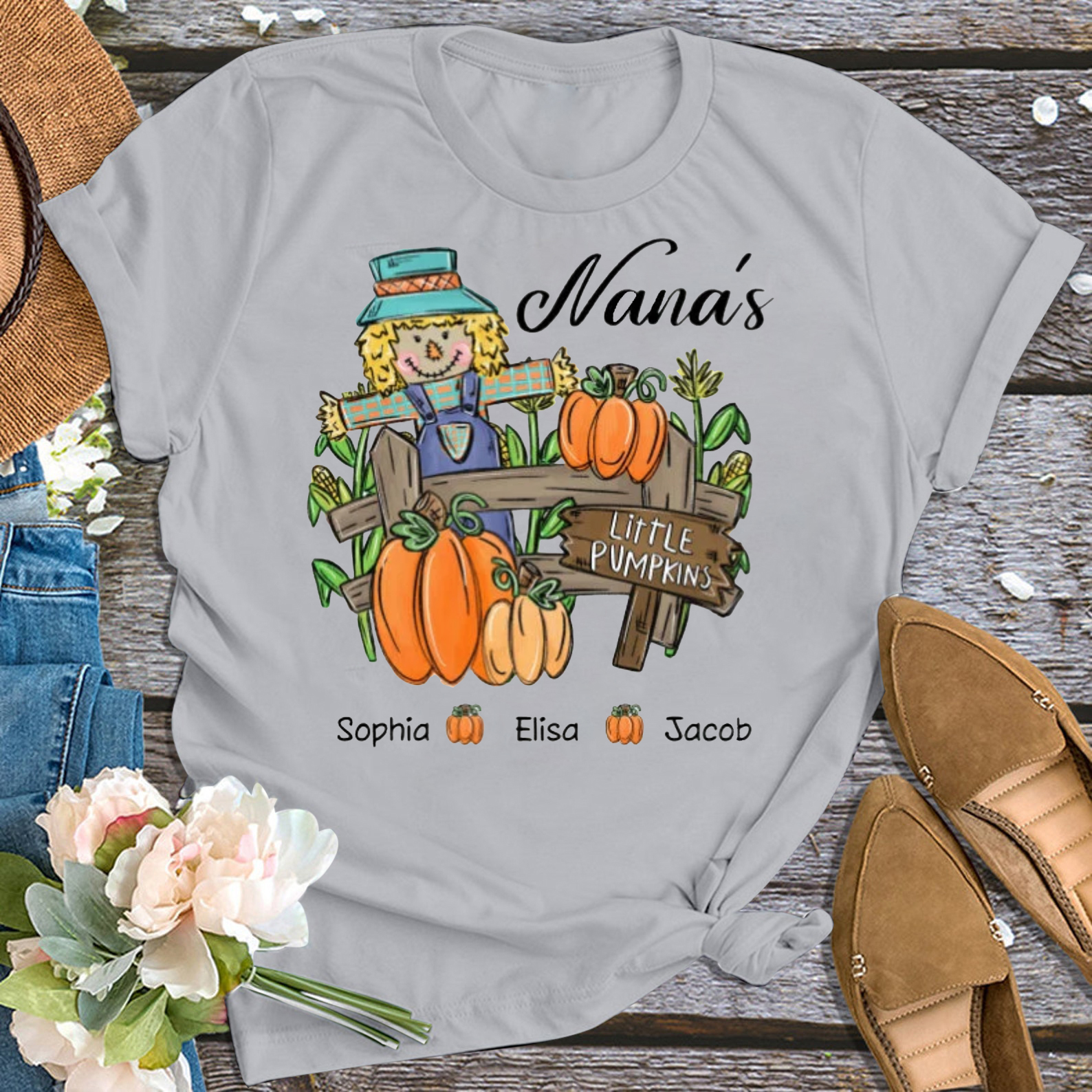 Scarecrow Thanksgiving Personalized Grandma Shirt 