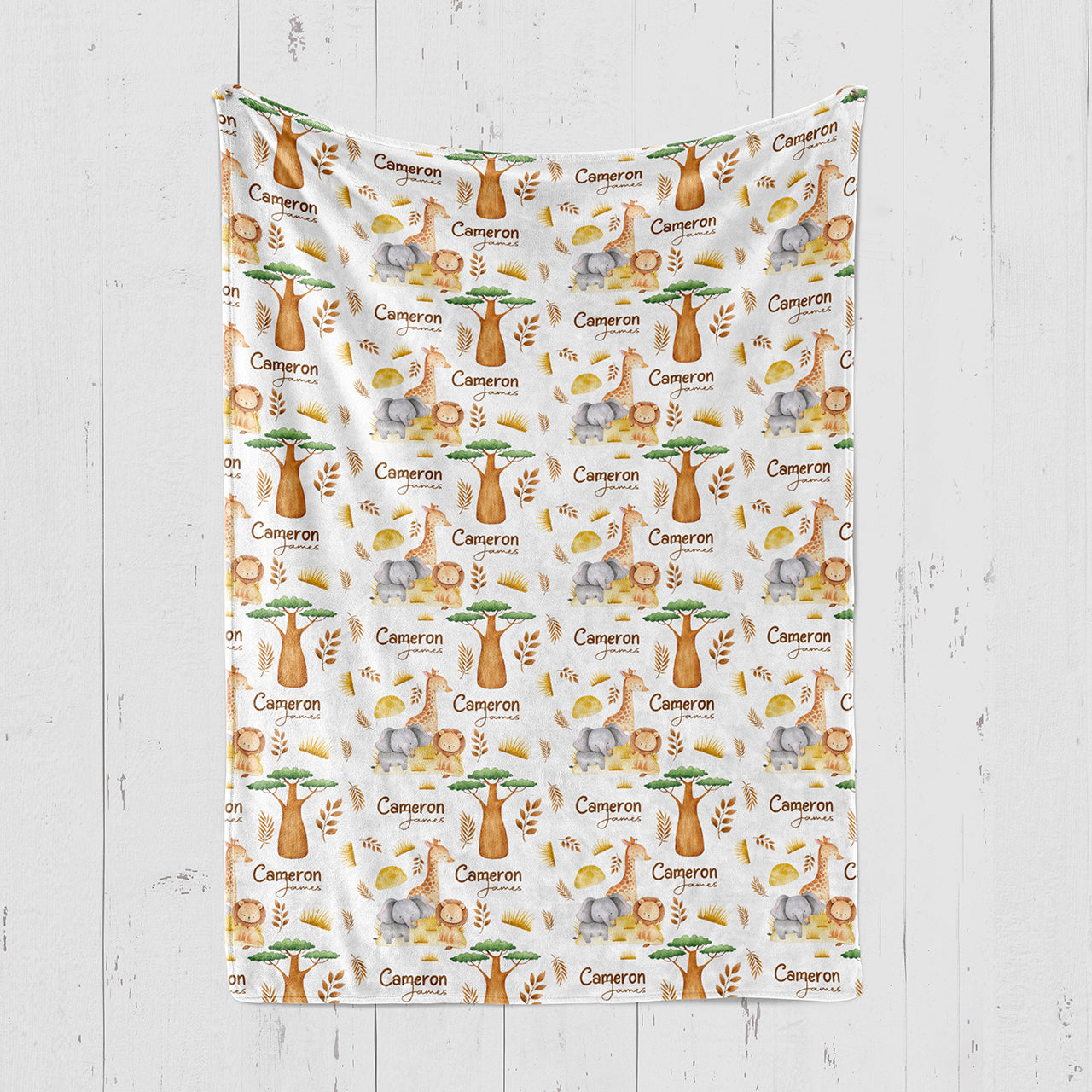 Personalized Giraffe Lion Elephant Baby Flannel Blanket