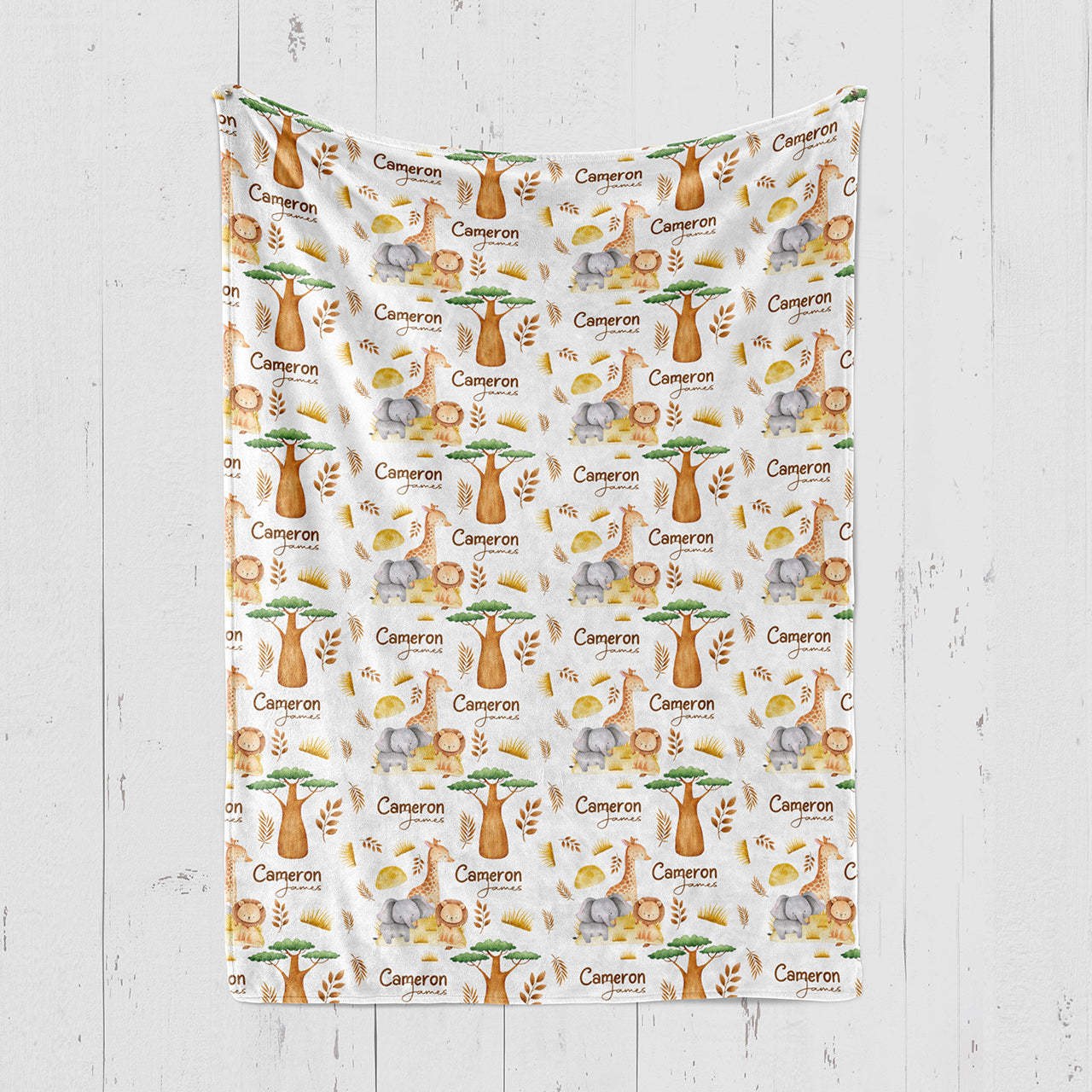 Personalized Giraffe Lion Elephant Baby Flannel Blanket