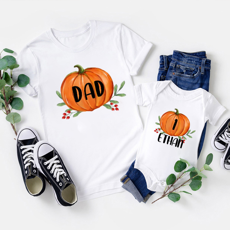 Personalized Pumpkin Family Matching With Name Tees