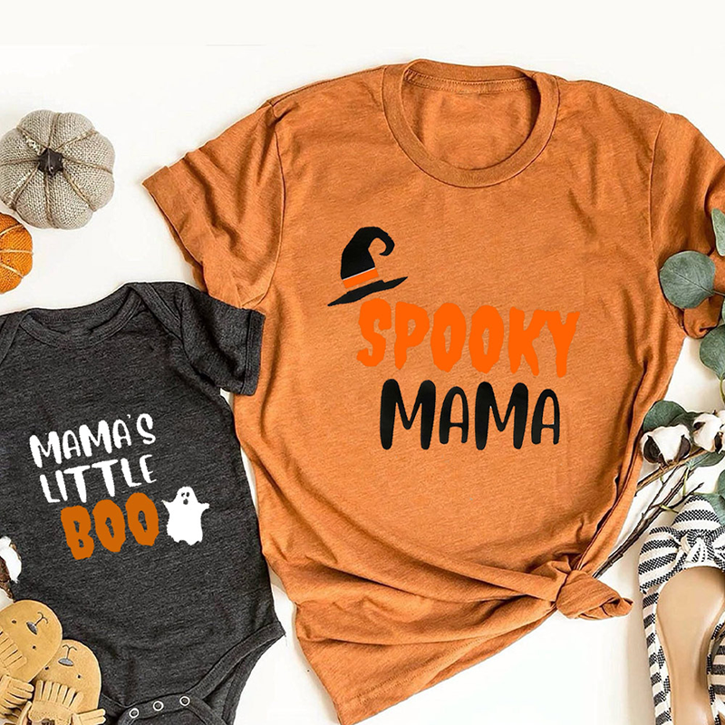 Spooky Mama and Mama's Little Boo Matching Shirt 