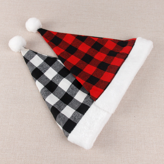 Christmas Plush Plaid Hat