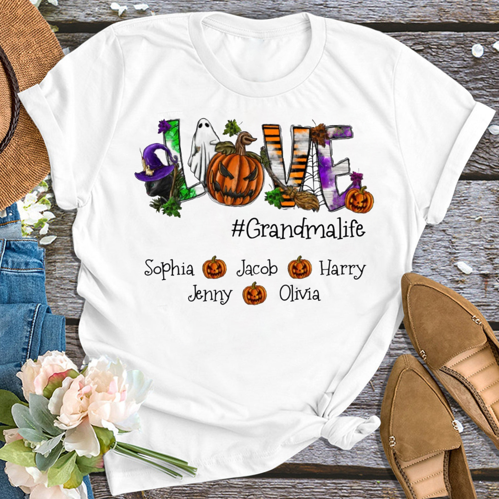 Evil Pumpkin Thanksgiving Personalized Grandma Shirt 