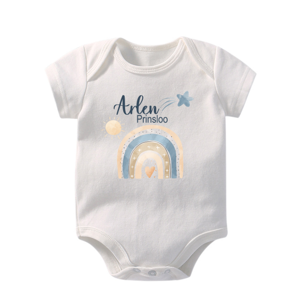 Rainbow Heart Name Custom Baby Bodysuit