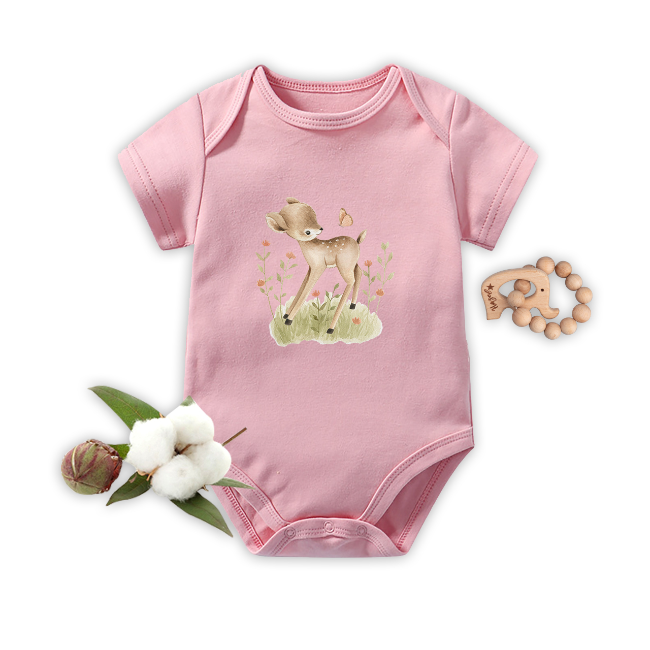 Deer And Butterfly Baby Bodysuit