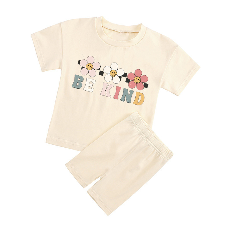 Be Kind Florals Kids Biker Shorts&Tee