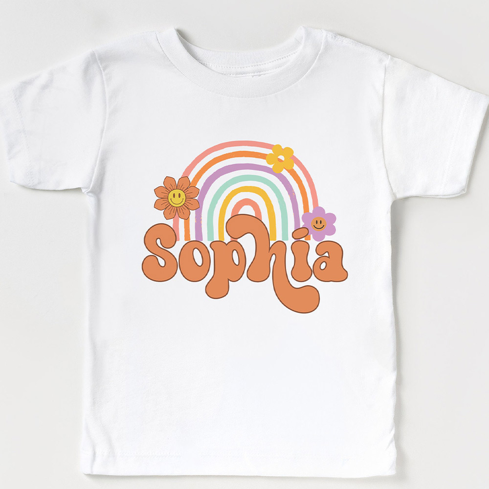 Personalized Rainbow Daisy Happy Face Shirt