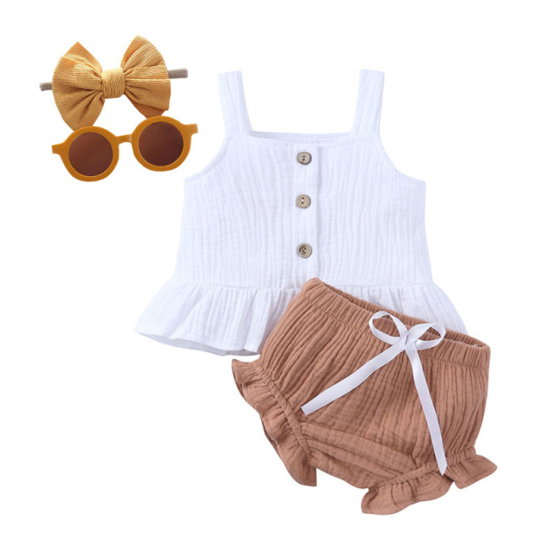 2 Colors Baby Girl Summer Outfit Set  3-24M