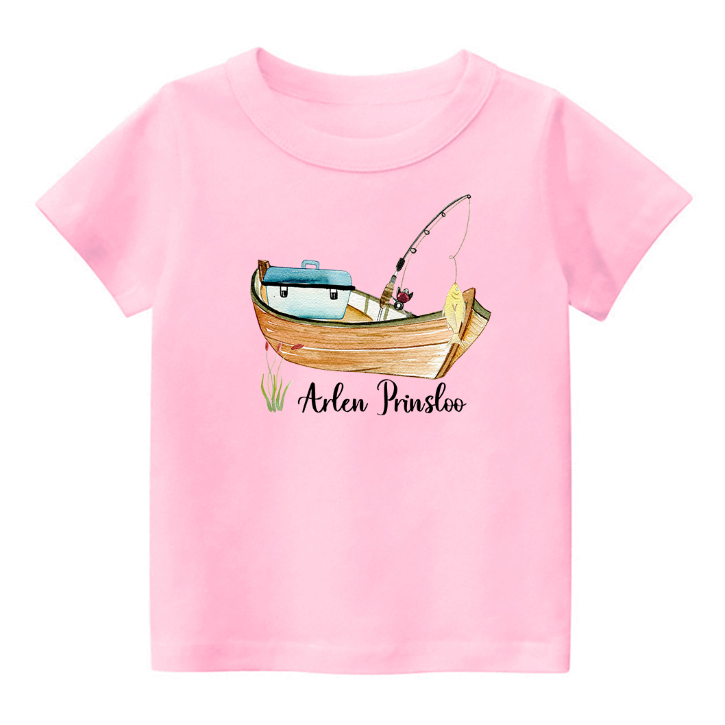 Personalized Boat Fishing Kids Name T-Shirt