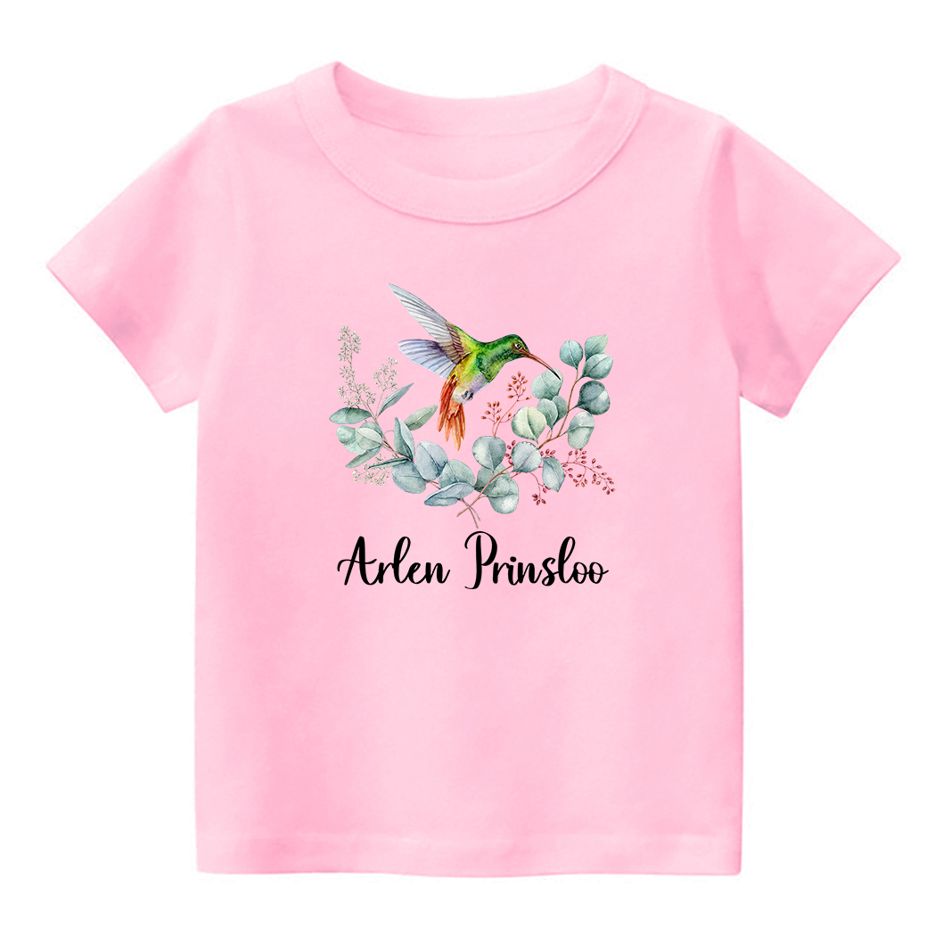 Personalized Hummingbird In The Flowers Kids T-Shirt