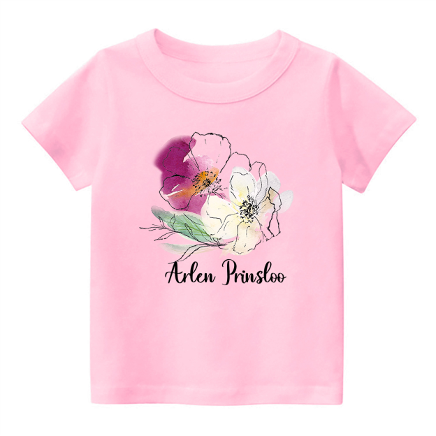 Personalized Ink Flowers Kids T-Shirt