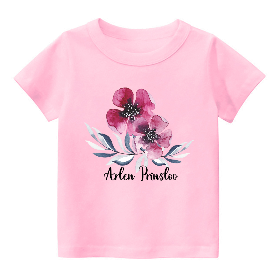 Personalized Ink Flowers Kids T-Shirt