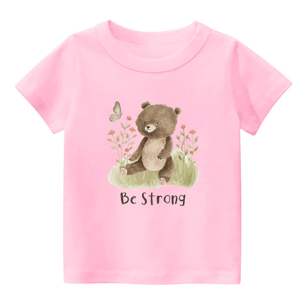 Be Strong Little Bear And Butterfly Kids T-Shirt