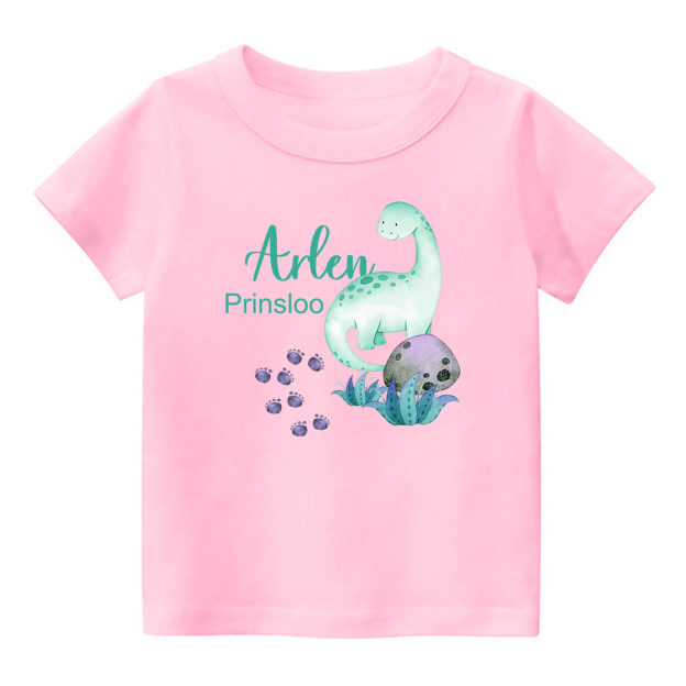Personalized Dinosaur Footprints With Kids Name T-Shirt