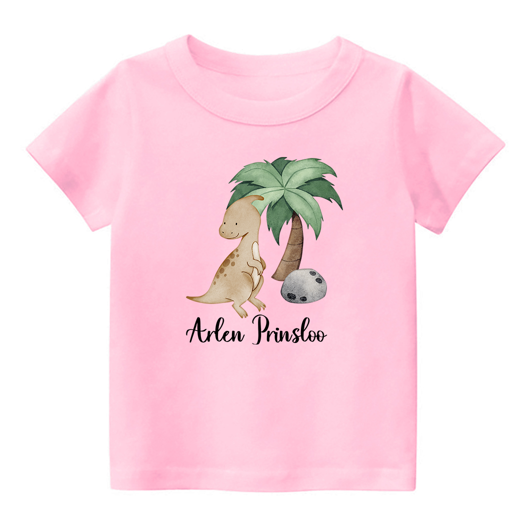 Personalized Dinosaurs Under The Coconut Tree With Kids Name T-Shirt