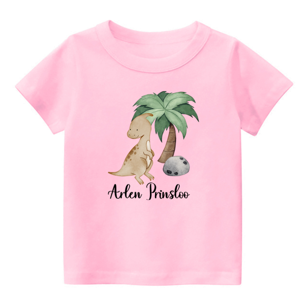 Personalized Dinosaurs Under The Coconut Tree With Kids Name T-Shirt
