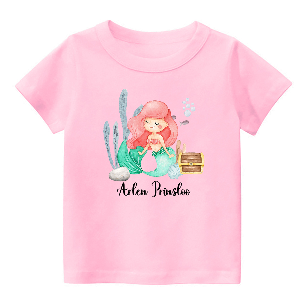 Personalized Mermaid Princess With Kids Name T-Shirt