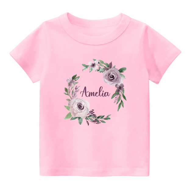 Personalized Light Purple Wreath Shirt For Kids