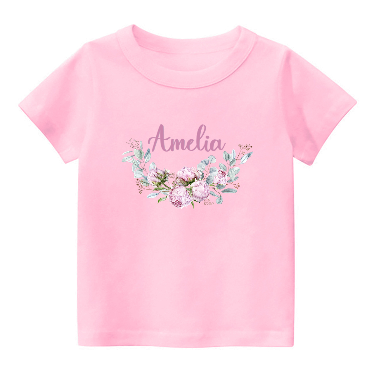 Personalized Purple Peony Shirt For Kids