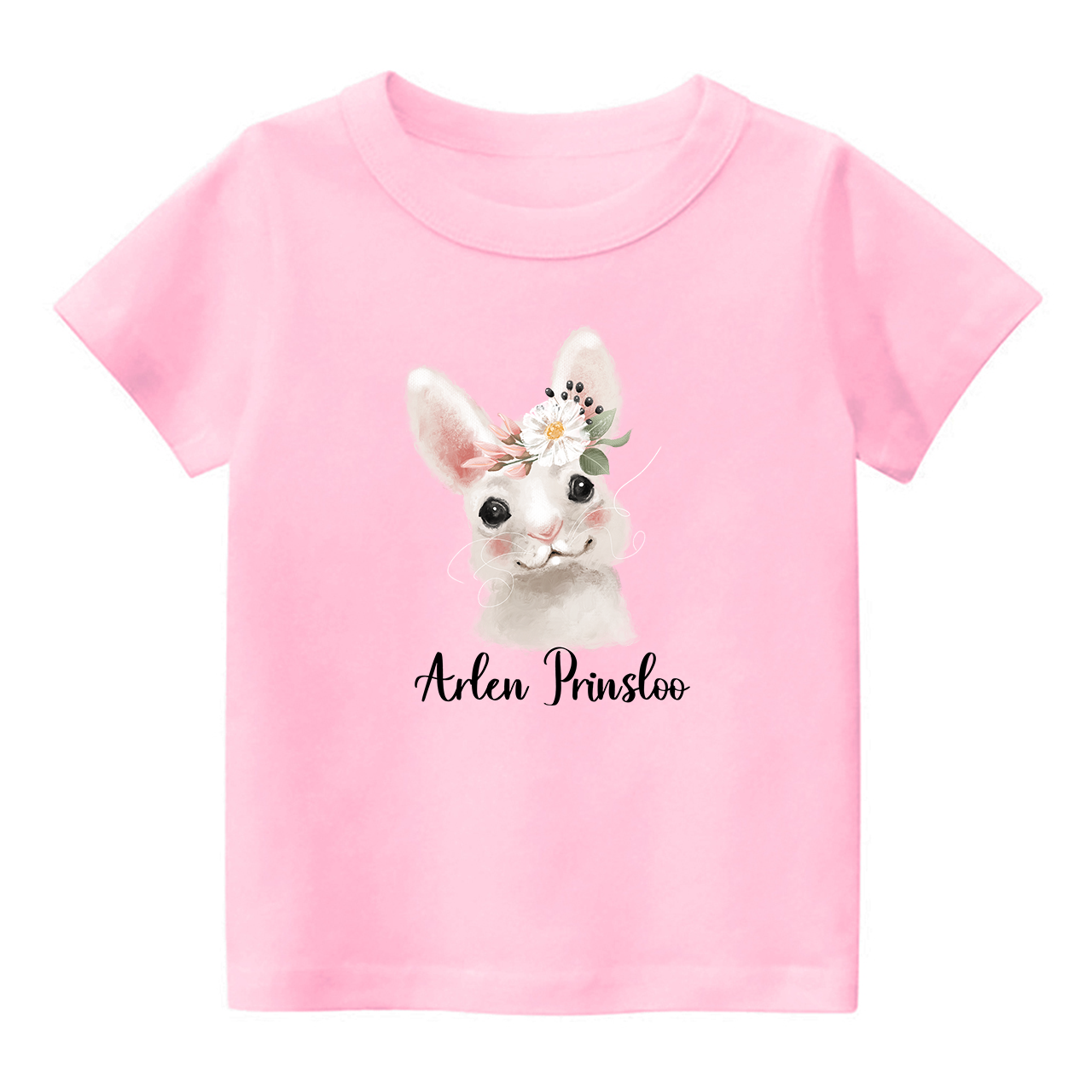 Personalized Watercolor Tilted Rabbit Shirt For Kids