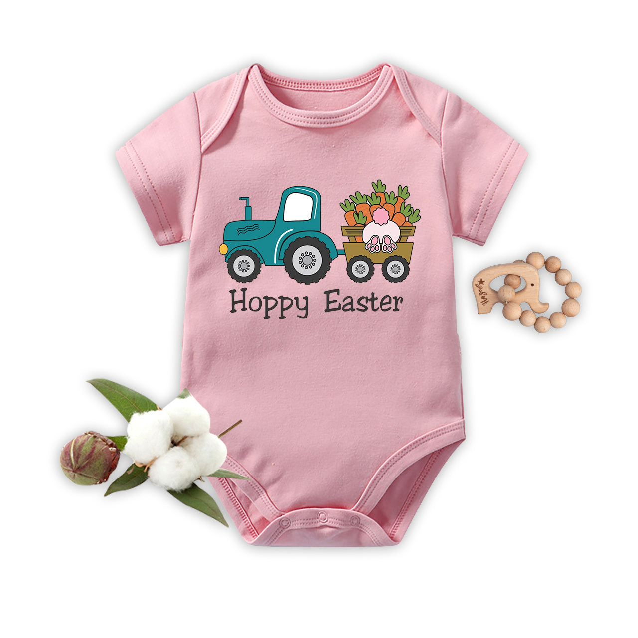 Truck With Carrot Rabbit Lover Easter Bodysuit For Baby