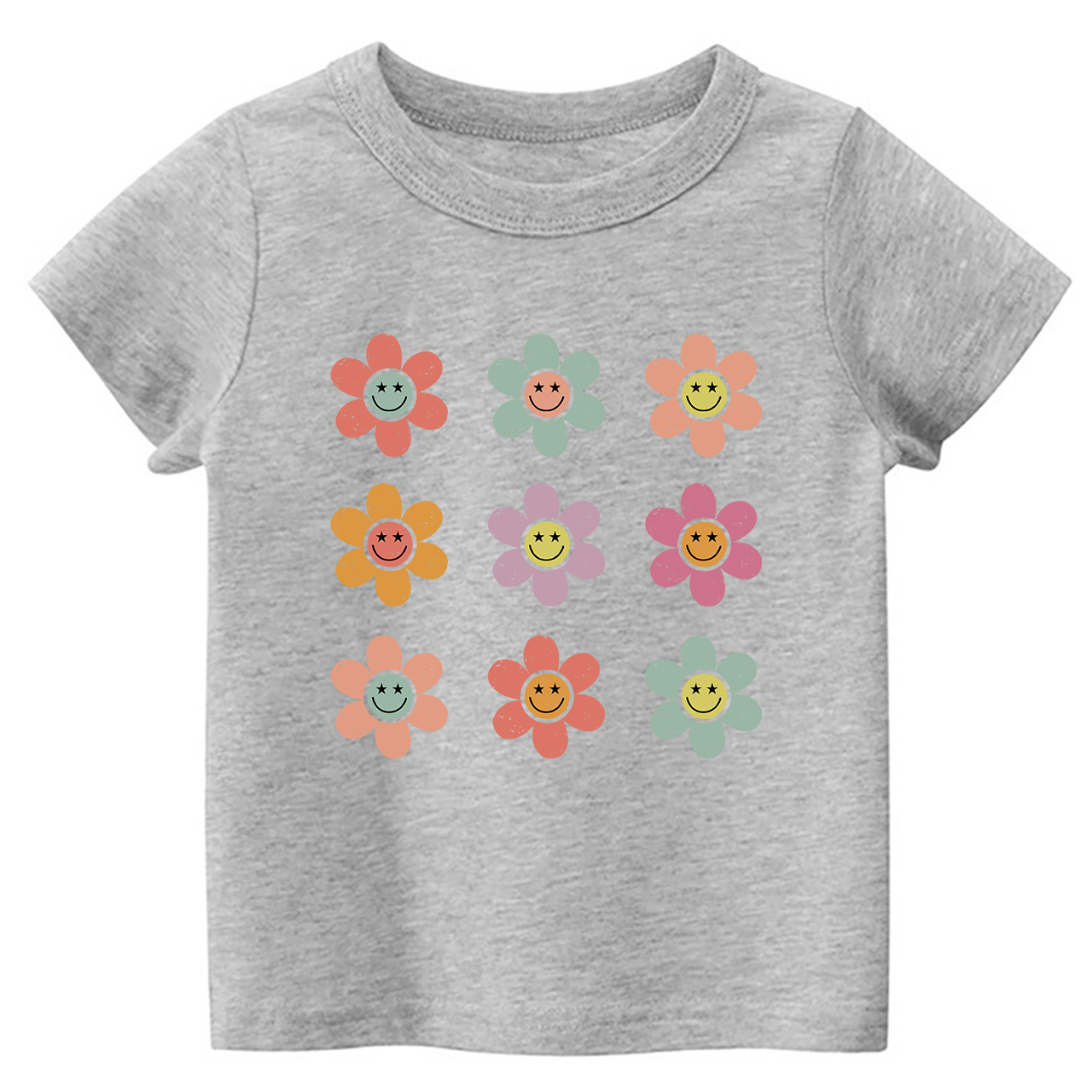 Happy Face Flowers Summer Kids T-Shirts