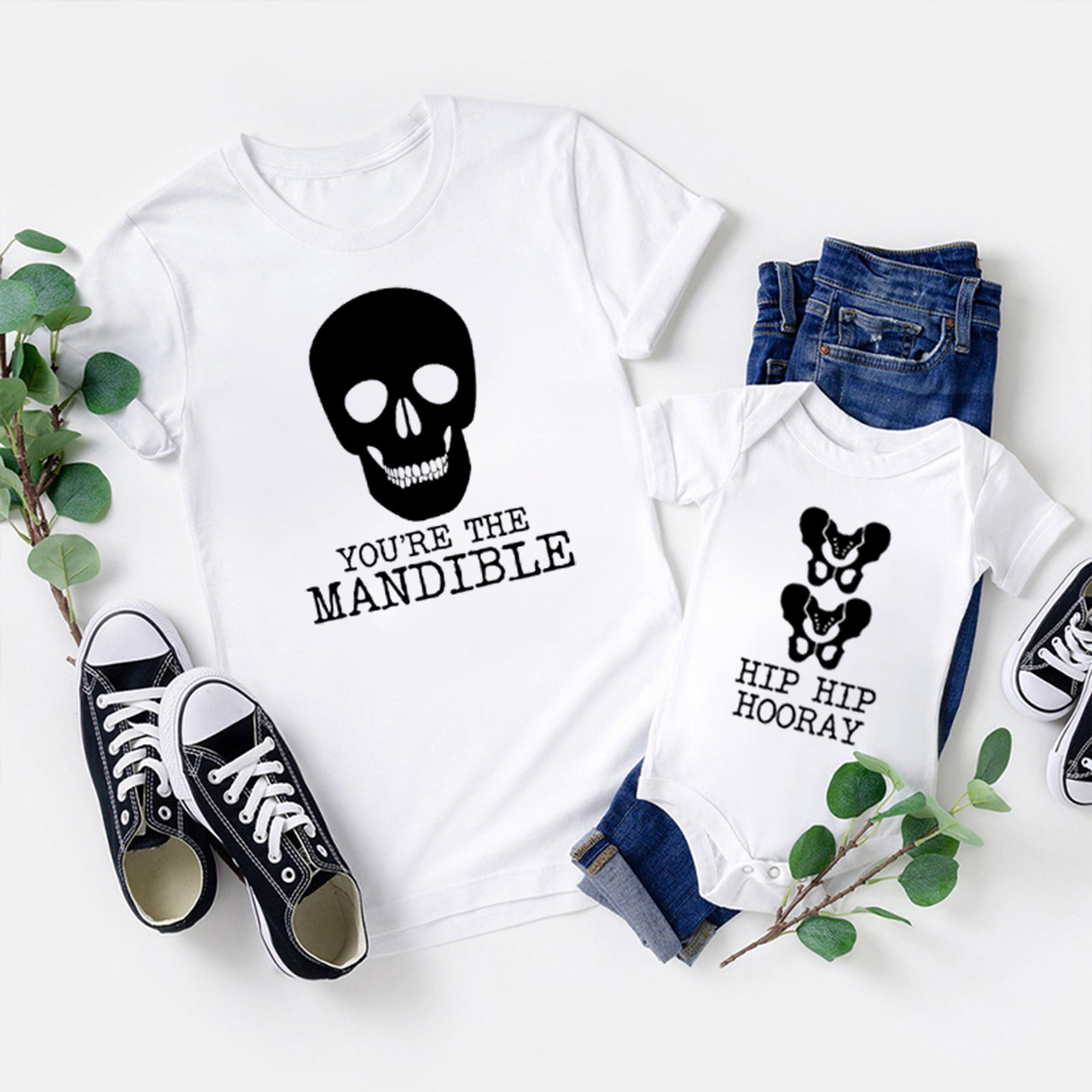 Skeleton Puns Funny Family Matching Halloween Party Tees