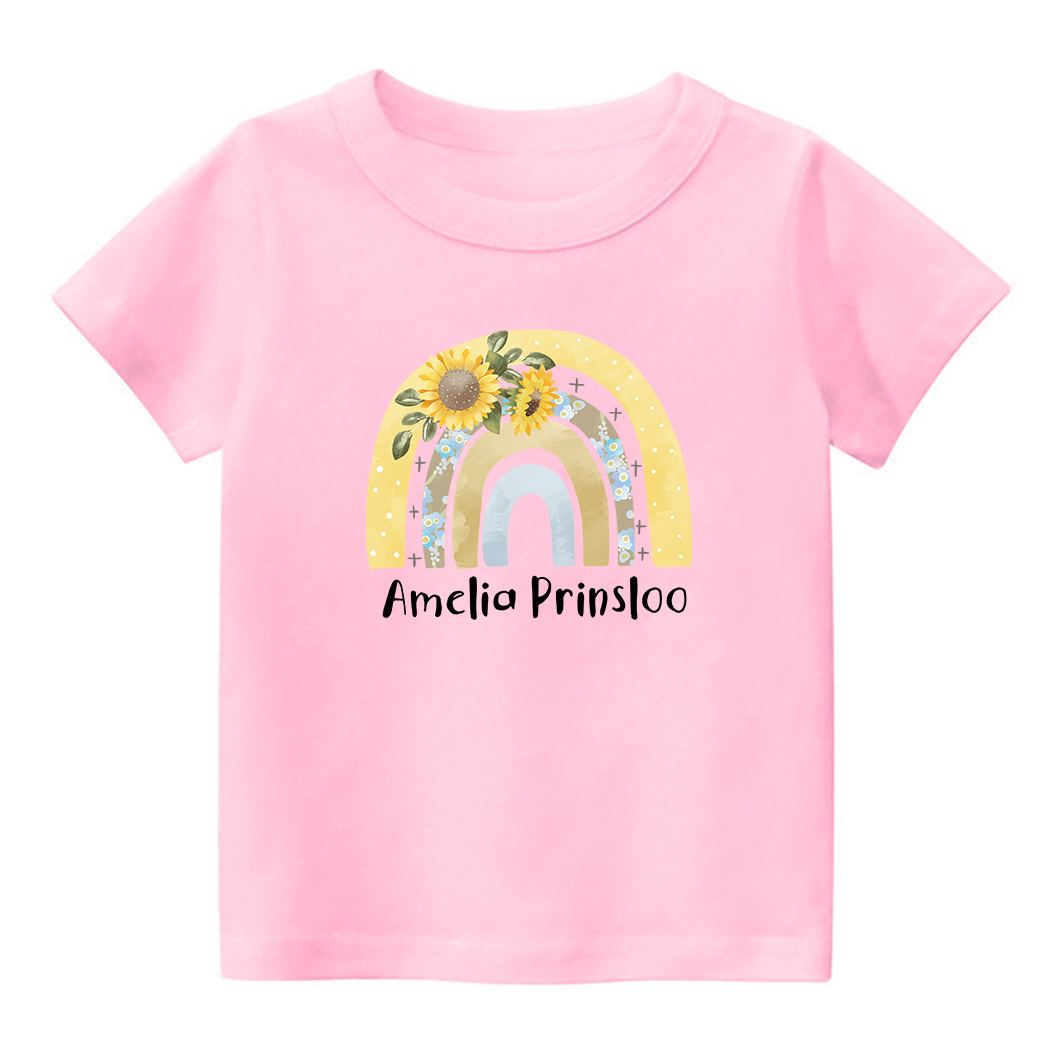 Personalized Yellow Rainbow Kids T-Shirt