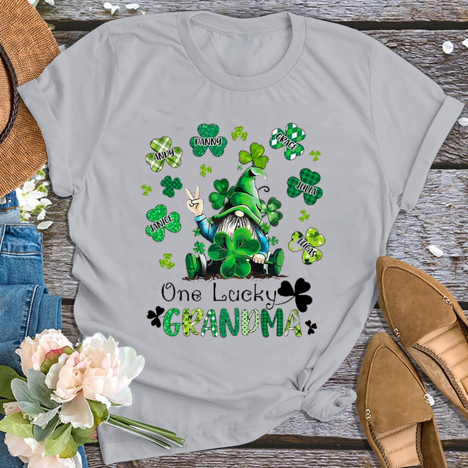 One Lucky Grandma Personalized Shirt