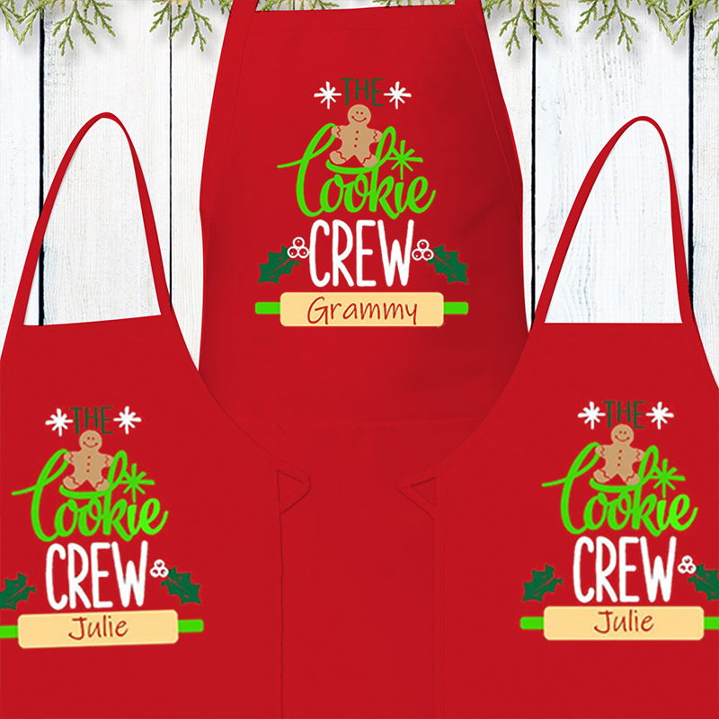 The Cookie Crew Gingerbreadman Christmas Apron Sets For Adult&Kids