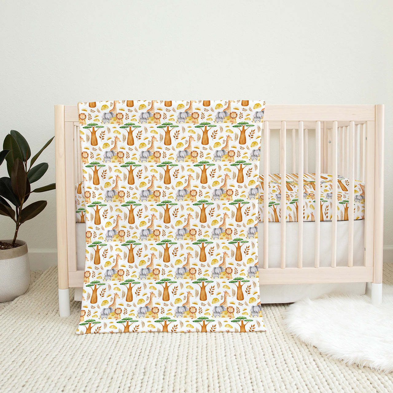 Giraffe Lion Elephant Baby Flannel Blanket