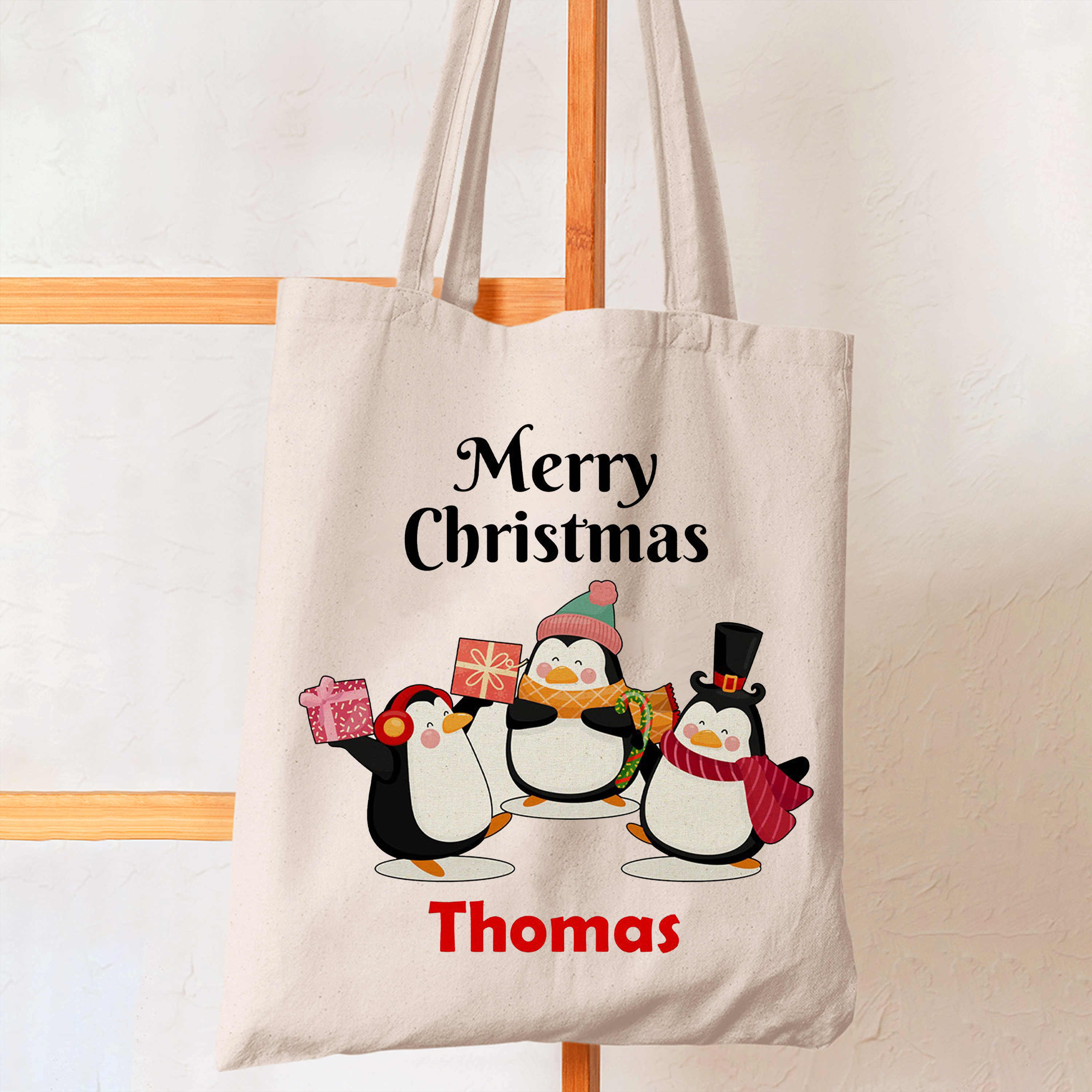 Penguins and Gifts Christmas Tote Bag
