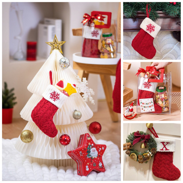 Christmas Socks Knitted Embroidered Alphabet Socks