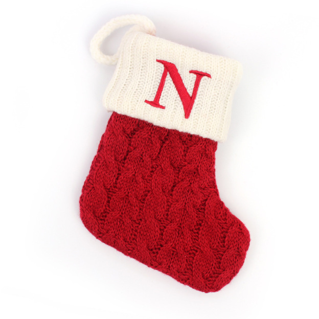 Christmas Socks Knitted Embroidered Alphabet Socks