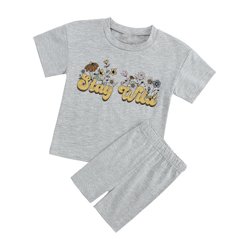 Stay Wild Kids Biker Shorts&Tee