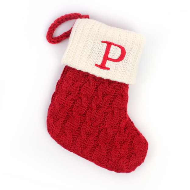 Christmas Socks Knitted Embroidered Alphabet Socks