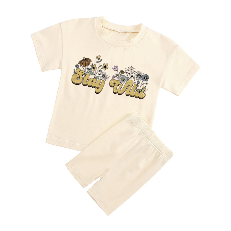 Stay Wild Kids Biker Shorts&Tee