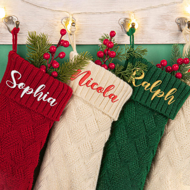 Personalized 4 Colors Christmas Woolen Stockings 