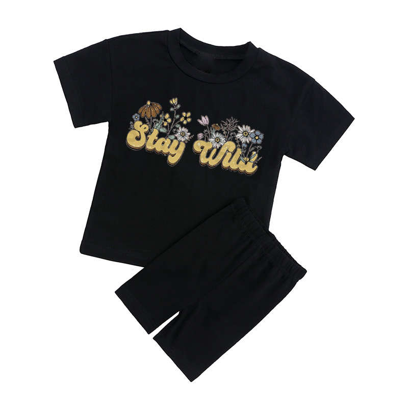 Stay Wild Kids Biker Shorts&Tee
