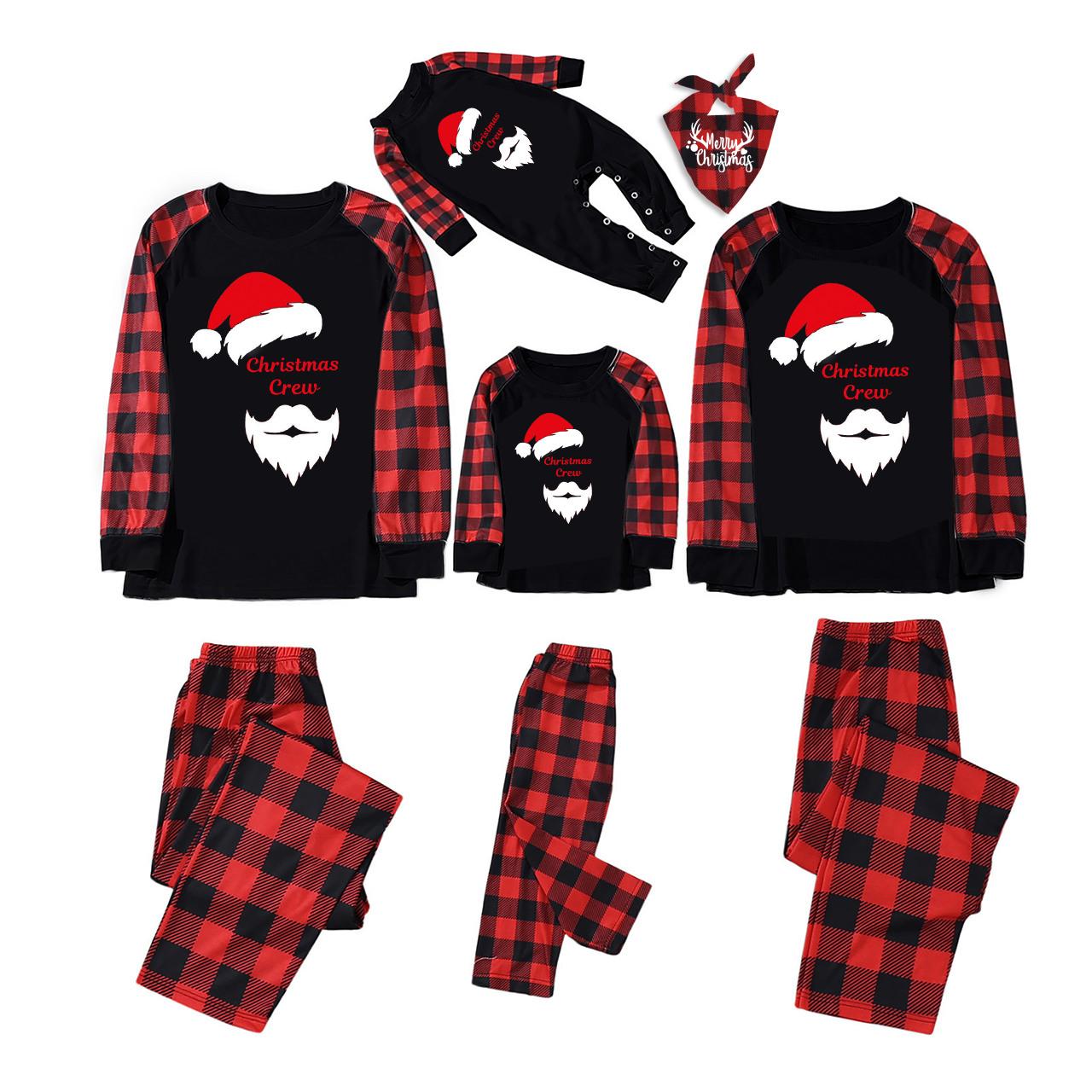 Merry Christmas Hat & Bearded Family Matching Pajamas
