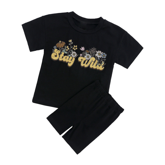 Stay Wild Kids Biker Shorts&Tee