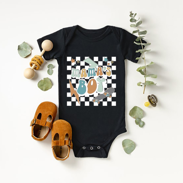 Mama's Boy Retro Skater Baby Bodysuit