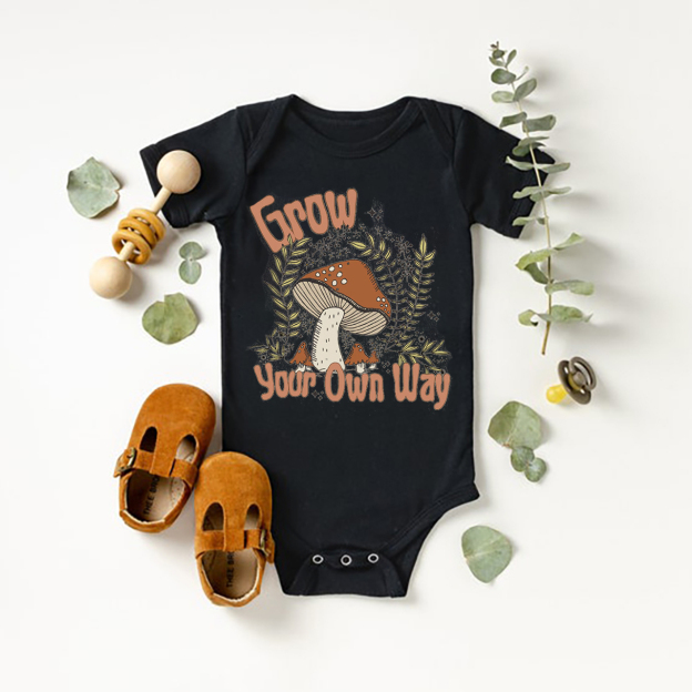Grow Your Own Way Cute Mushroom Baby Bodysuit
