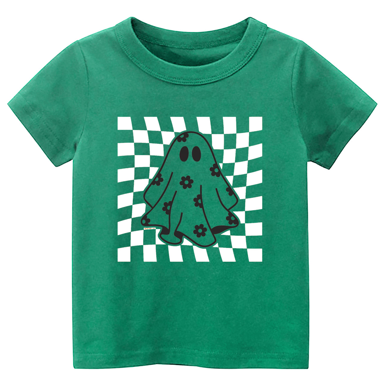 Checkered Floral Daisy Ghost Toddler Shirt