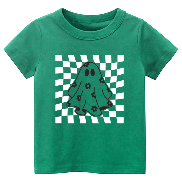 Checkered Floral Daisy Ghost Toddler Shirt