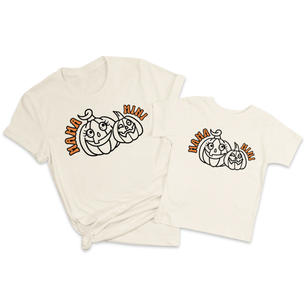 Halloween Pumpkin Mama Mini Mom&Me Matching Shirt