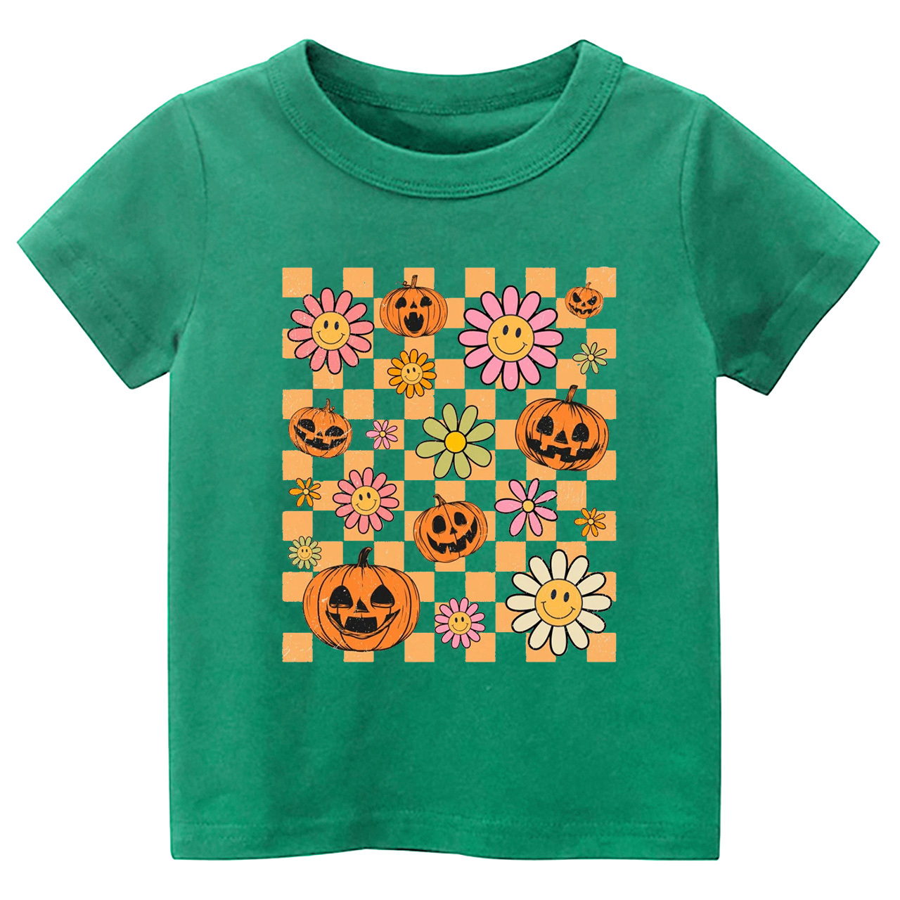 Retro Halloween Pumpkins Natural Kids Shirts