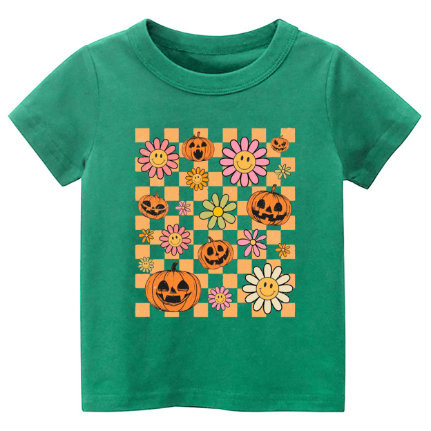 Retro Halloween Pumpkins Natural Kids Shirts